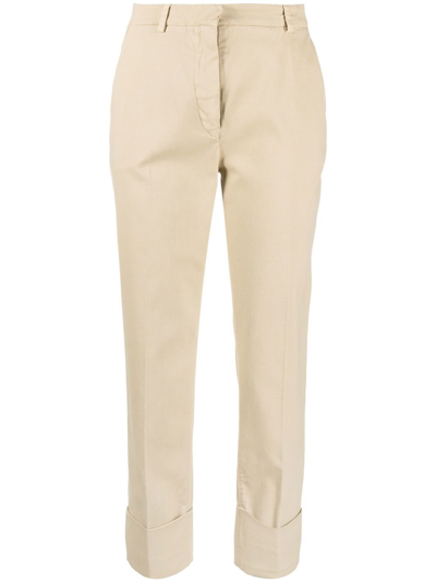 Shop Antonelli Cropped Cotton-blend Trousers In 112 Beige