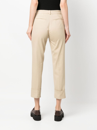 Shop Antonelli Cropped Cotton-blend Trousers In 112 Beige