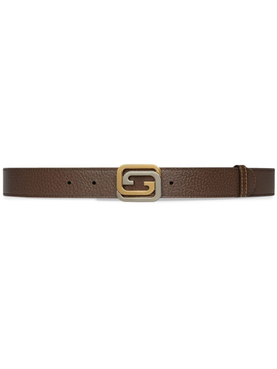 Shop Gucci Interlocking G-buckle Reversible Belt In Nude