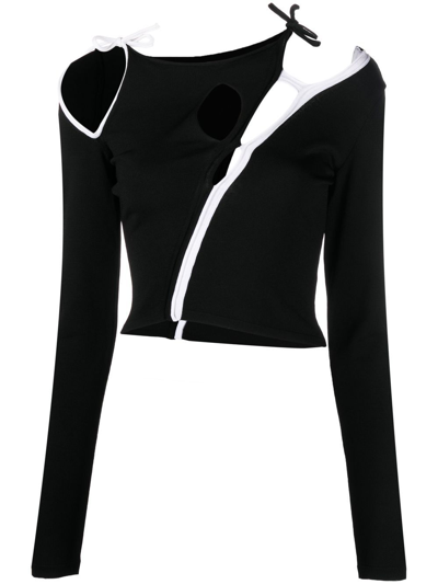 Shop Ottolinger Cut Out-detail Cropped Top In Schwarz