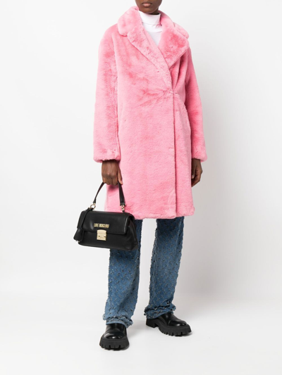 Shop Apparis Single-breasted Faux-fur Coat In Rosa