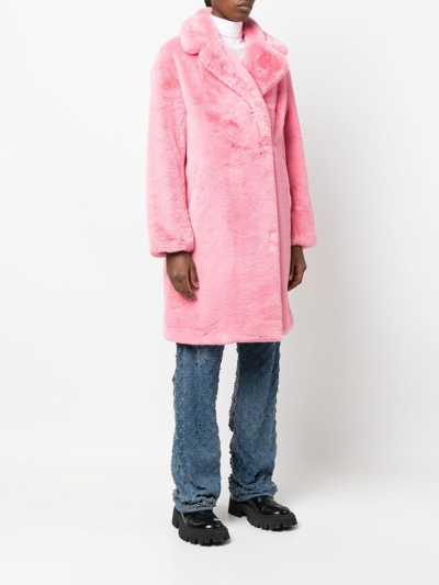 Shop Apparis Single-breasted Faux-fur Coat In Rosa