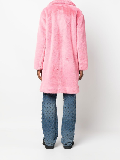 Shop Apparis Single-breasted Faux-fur Coat In Rosa