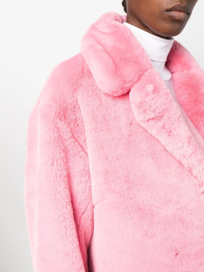 Shop Apparis Single-breasted Faux-fur Coat In Rosa