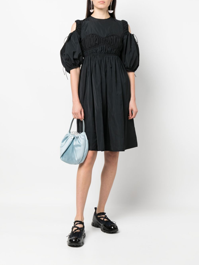 Shop Cecilie Bahnsen Ruched Bodice Taffeta Dress In Schwarz