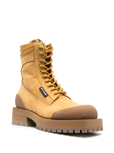 Palm Angels Lace-up Ankle Boots In Braun