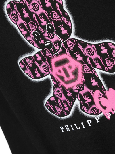 Shop Philipp Plein Junior Teddy Bear Logo-print Hoodie In Schwarz