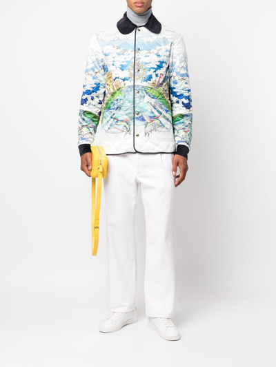 Shop Casablanca Graphic-print Quilted Jacket In White