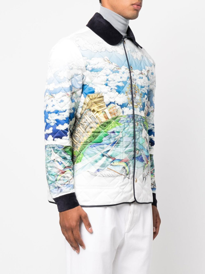 Shop Casablanca Graphic-print Quilted Jacket In White