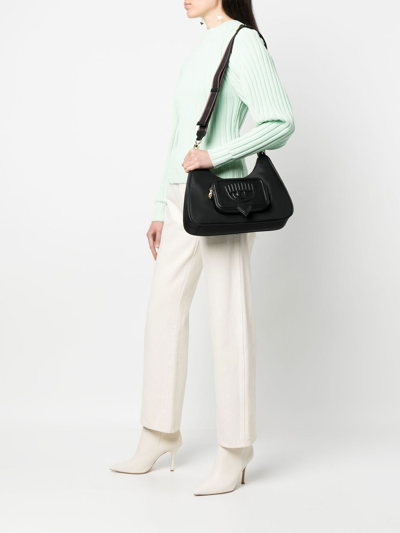 Shop Chiara Ferragni Eyelike Shoulder Bag In Black