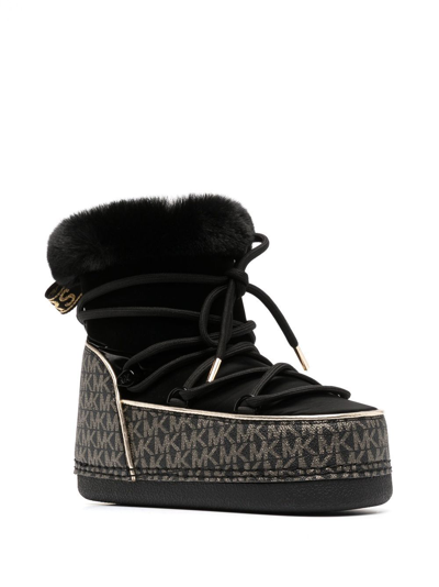 Michael Michael Kors Zelda Metallic Logo Snow Boots In Black | ModeSens