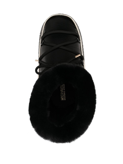 Shop Michael Michael Kors Zelda Metallic Logo Snow Boots In Black