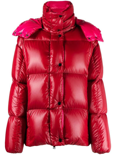 Shop Moncler Parana Puffer Hooded Jacket In Rot