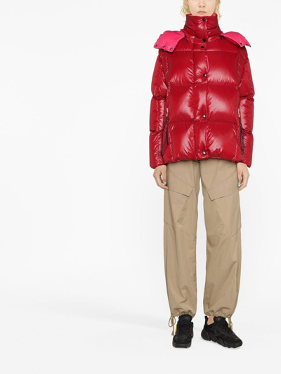 Shop Moncler Parana Puffer Hooded Jacket In Rot