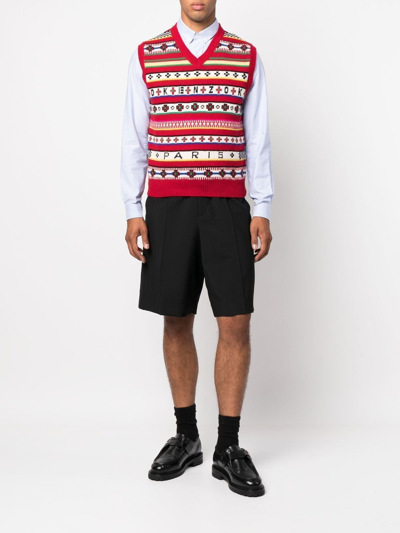 Shop Kenzo V-neck Fair Isle-knit Vest In Rot
