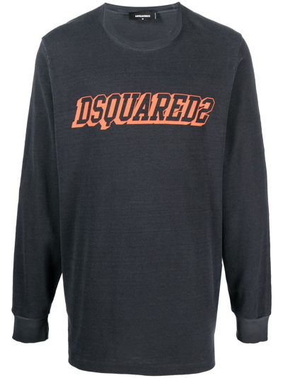 Shop Dsquared2 Logo-print Long-sleeve Sweatshirt In Grau