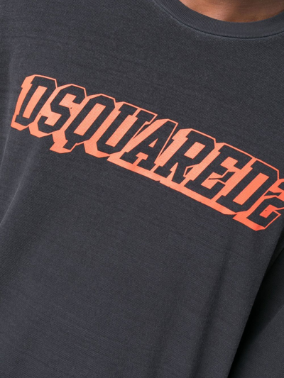 Shop Dsquared2 Logo-print Long-sleeve Sweatshirt In Grau