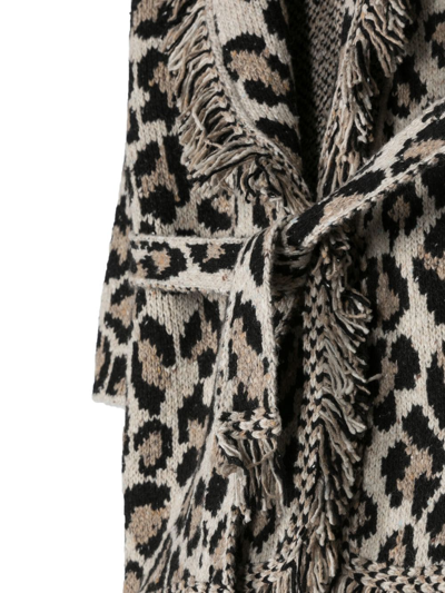 Shop Alanui Leopard-print Tassel-trim Cardigan In Nude