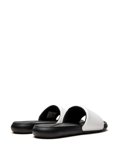 Shop Nike Victori One Logo-print Slides In Weiss