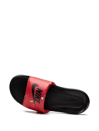 Nike Victori One Logo-print Slides In Red