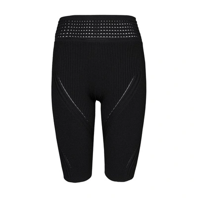 Shop Balmain Knit Cycling Shorts In Noir