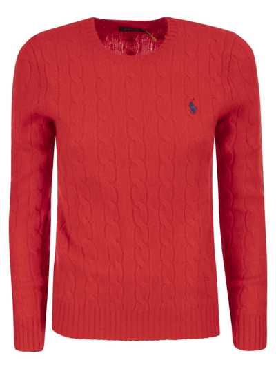 Polo Ralph Lauren Slim-fit Cable Knit In Rosso