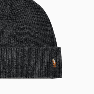 Shop Polo Ralph Lauren Beanie Hat In Charcoal