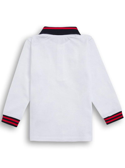 Shop Moncler Logo Patch Long Sleeve Polo Shirt In White