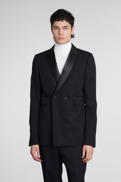Sapio Double-breasted Wool Blazer Jacket In Black | ModeSens
