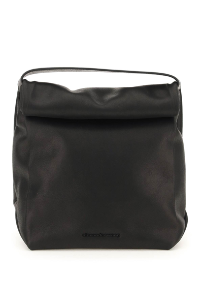 Shop Alexander Wang Waxed Leather Small Lunch Bag In Black (black)