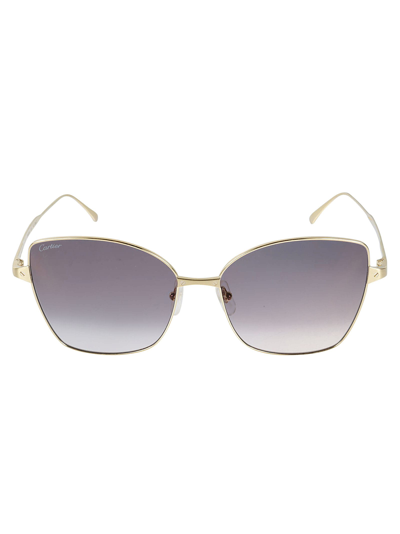 Shop Cartier Cat Eye Square Sunglasses In Gold/grey