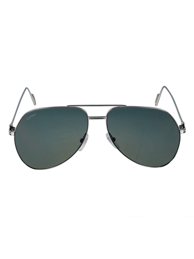 Shop Cartier Aviator Teardrop Sunglasses In Green/grey
