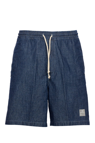 Shop Department Five Elastic Denim Bermuda Shorts In Blue