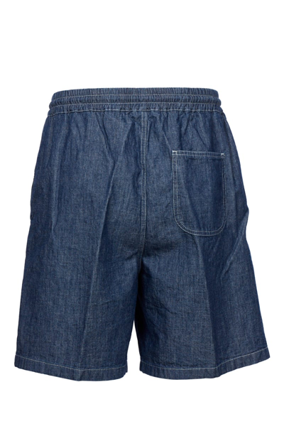 Shop Department Five Elastic Denim Bermuda Shorts In Blue