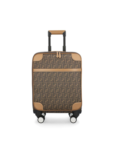 Shop Fendi Ff Motif Zipped Suitcase In Tab.mr+sand+p