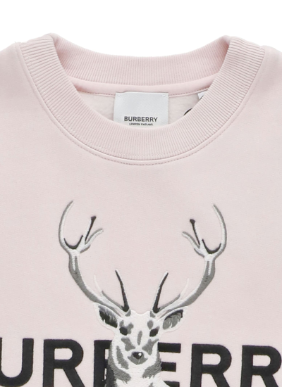 Shop Burberry Sweatshirt With Logo And Embroideries In Frosty Pink