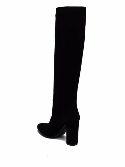 Shop Via Roma 15 Black Suede Knee-high Boots In Nero