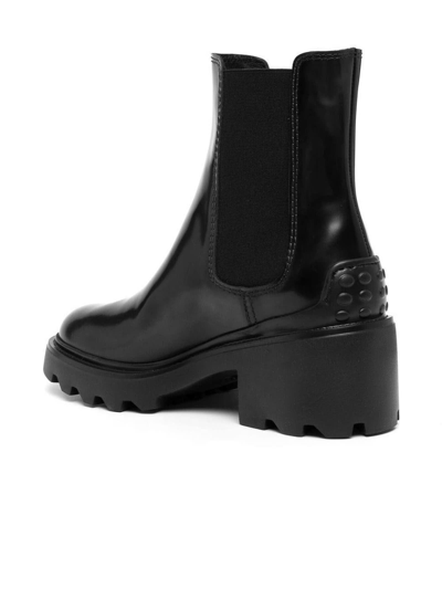 Shop Tod's Ankle Boots In Black Leather In Nero