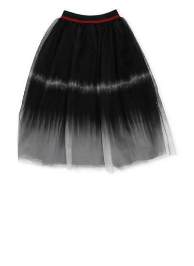 Shop Monnalisa Tulle Tie-dye Long Skirt In Black