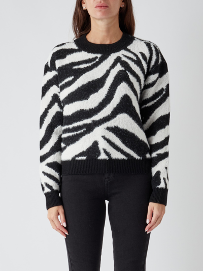 Shop Patrizia Pepe Knit Sweater In Nero-bianco