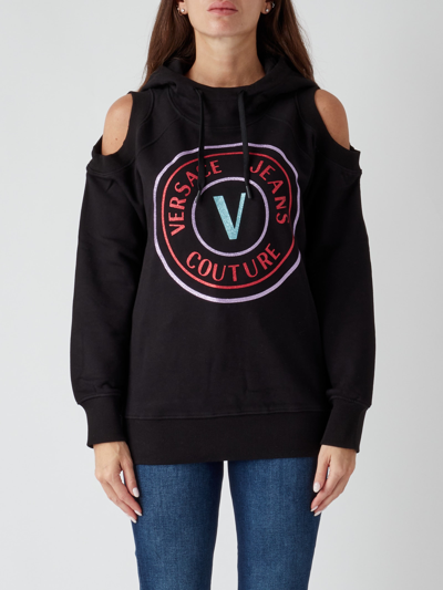 Shop Versace Jeans Couture Cotton Sweatshirt In Nero