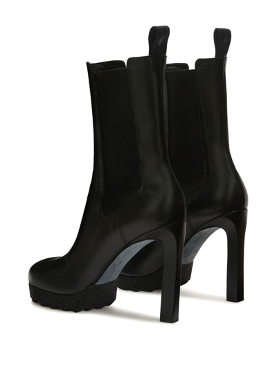 Shop Off-white Black Calf Leather Ankle Boots In Nero