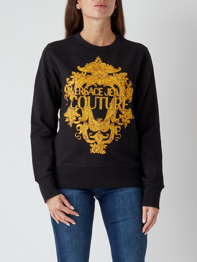 Shop Versace Jeans Couture Baroque Crystal Sweatshirt In Nero-oro