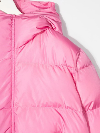 Shop Dsquared2 Kids Pink Down Jacket With Contrast Logo On Back In Rosa