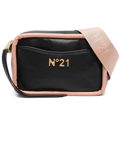 Shop N°21 Black Calf Leather Crossbody Bag In Nero+rosa
