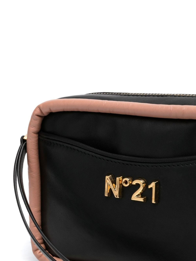 Shop N°21 Black Calf Leather Crossbody Bag In Nero+rosa