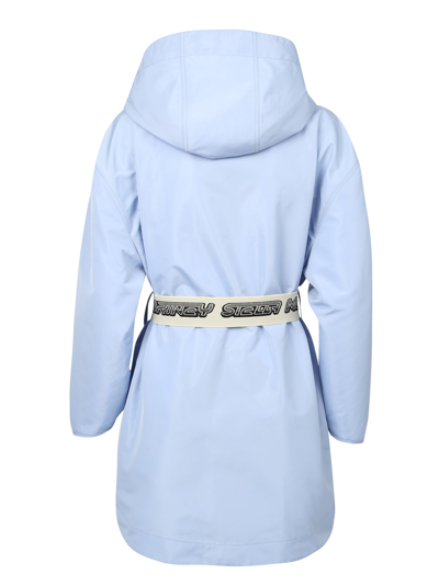 Shop Stella Mccartney Belted Hooded Jacket In Blue