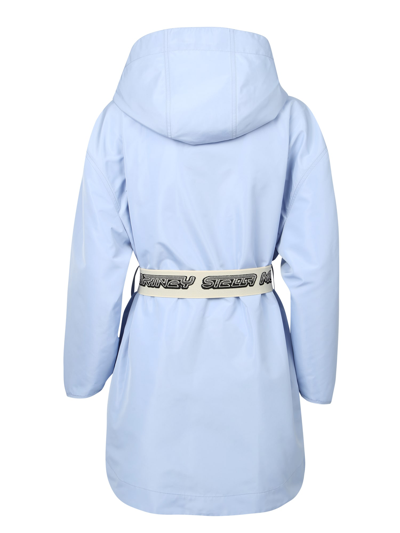 Stella Mccartney Belted Hooded Jacket In Blue
