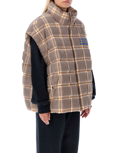 Shop Liberal Youth Ministry Check Pattern Padded Vest In Beige