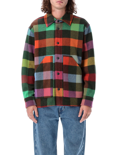 Shop Msgm Check Jacket In Multicolor